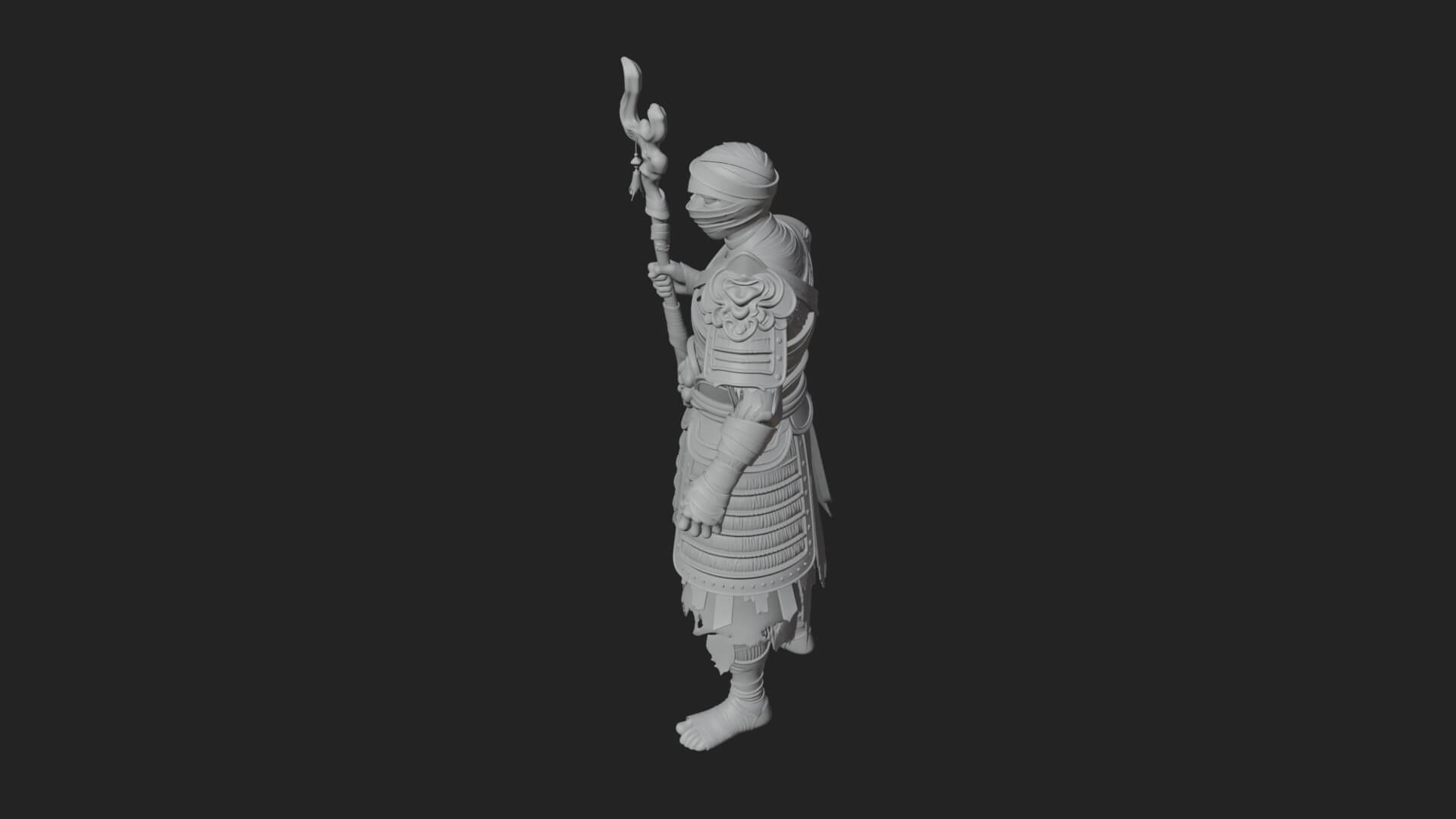 Mummy Warrior Statue Design 1 3D Print Model 3D Model