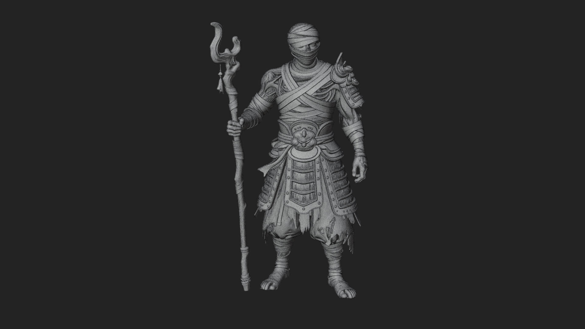 Mummy Warrior Statue Design 1 3D Print Model 3D Model