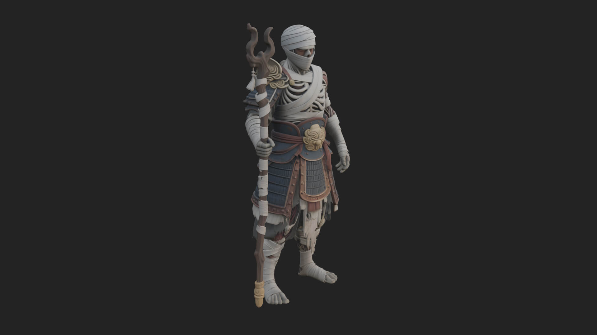 Mummy Warrior Statue Design 2 3D Print Model 3D Model