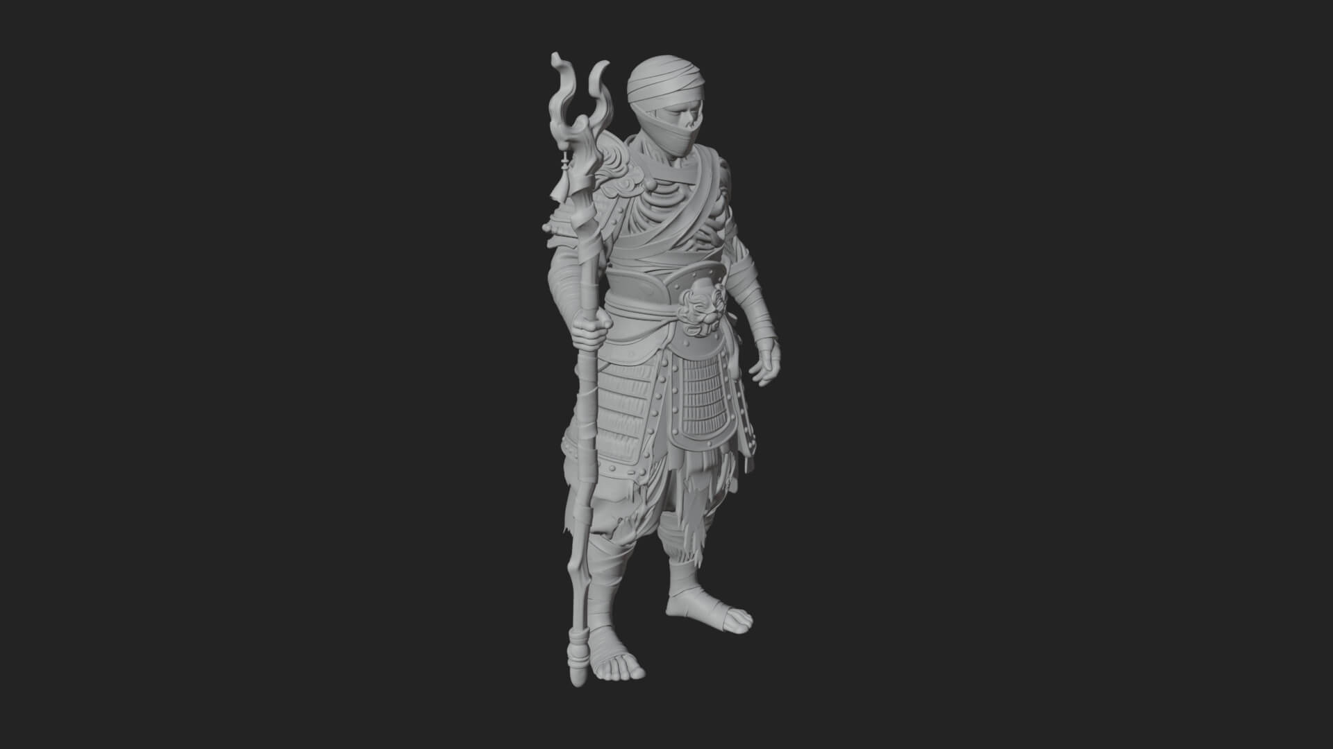 Mummy Warrior Statue Design 2 3D Print Model 3D Model