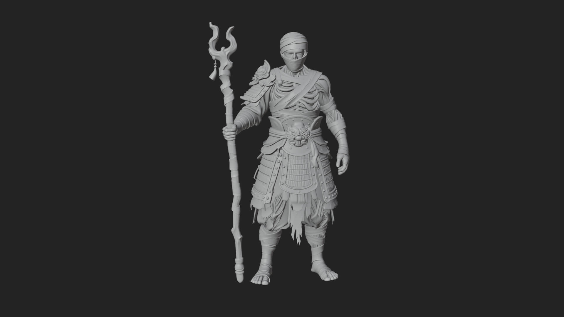 Mummy Warrior Statue Design 2 3D Print Model 3D Model