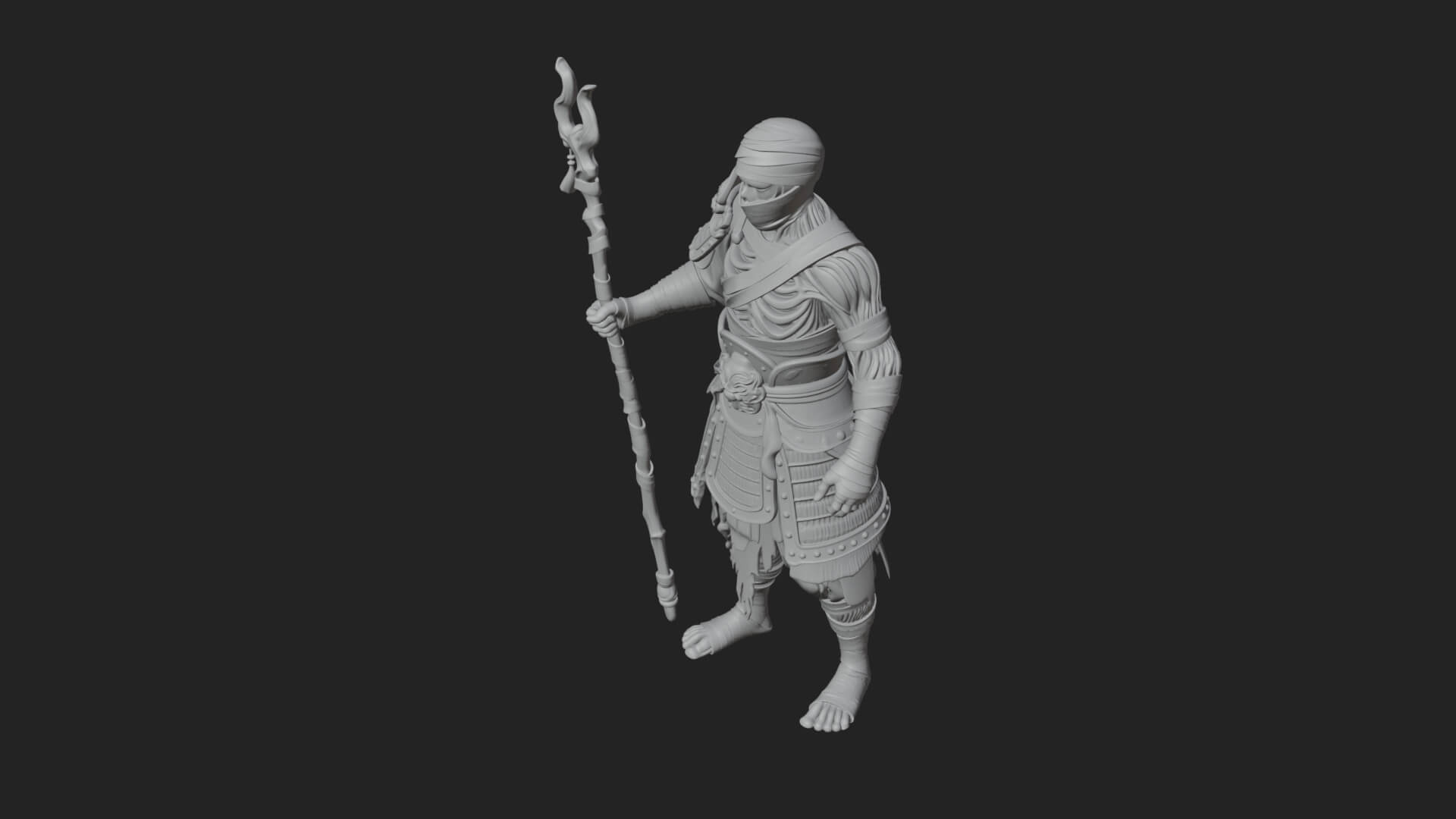 Mummy Warrior Statue Design 2 3D Print Model 3D Model