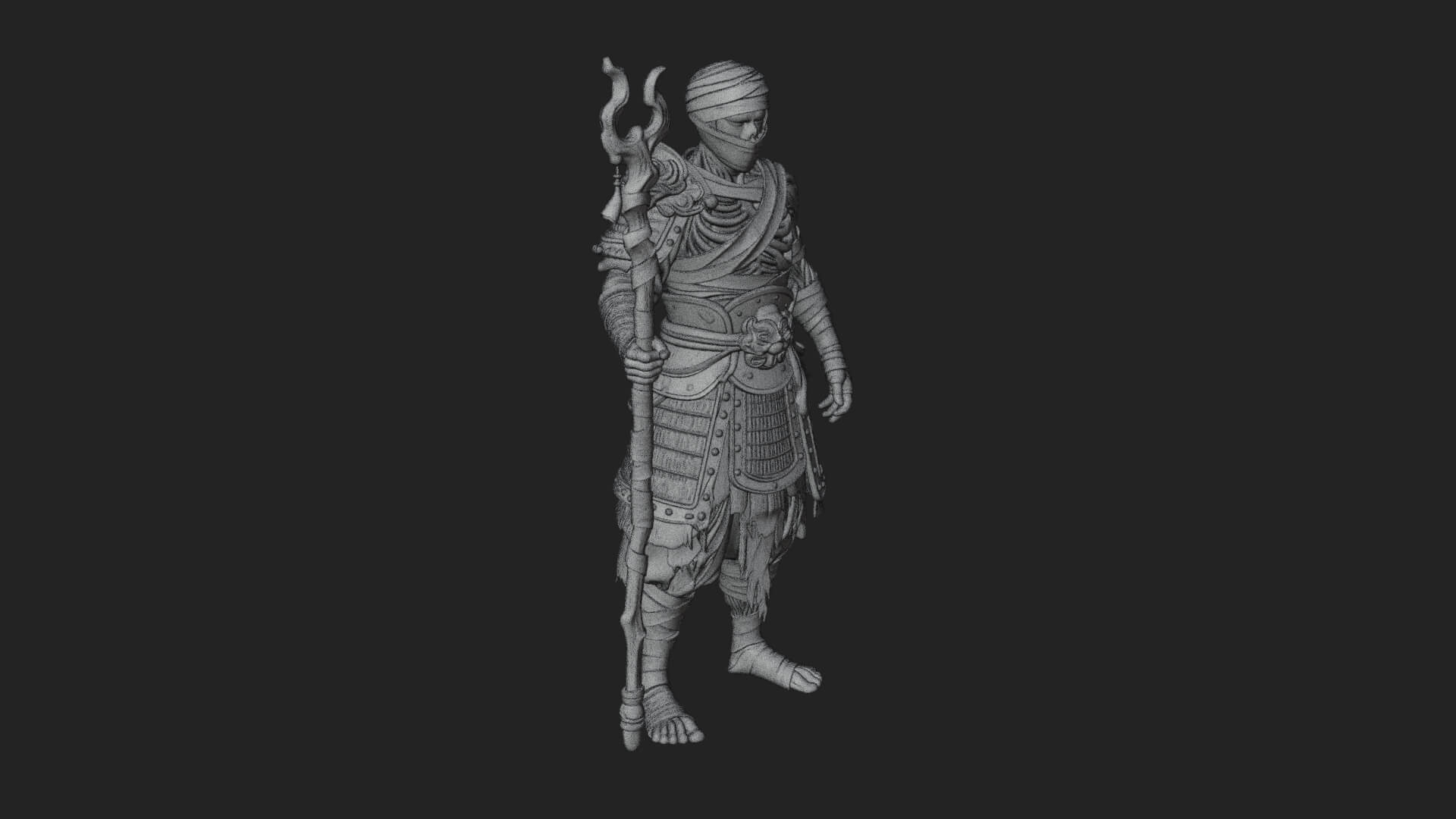 Mummy Warrior Statue Design 2 3D Print Model 3D Model