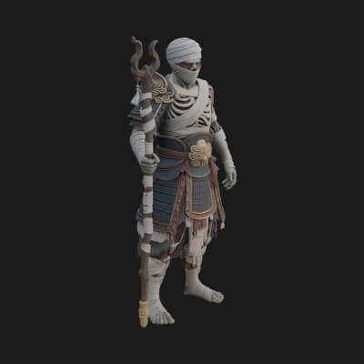 Mummy Warrior Statue Design 2 3D Print Model