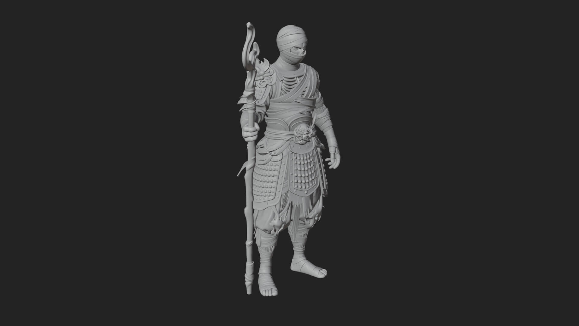 Mummy Warrior Statue Design 3 3D Print Model 3D Model