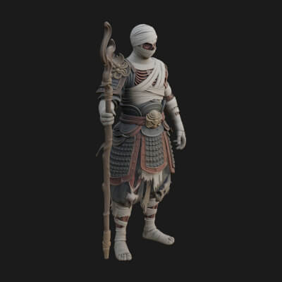 Mummy Warrior Statue Design 3 3D Print Model
