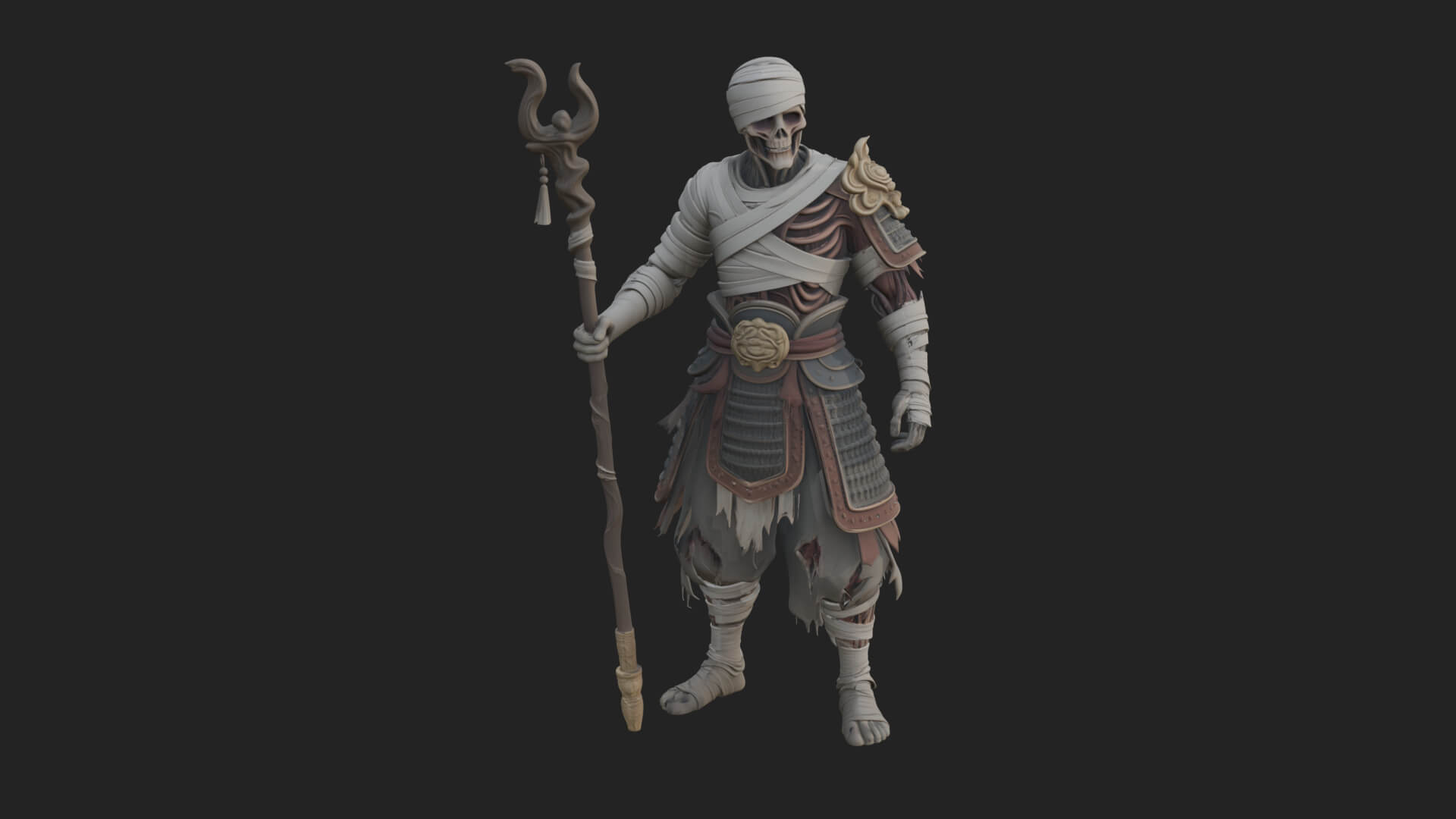 Mummy Warrior Statue Design 4 3D Print Model 3D Model