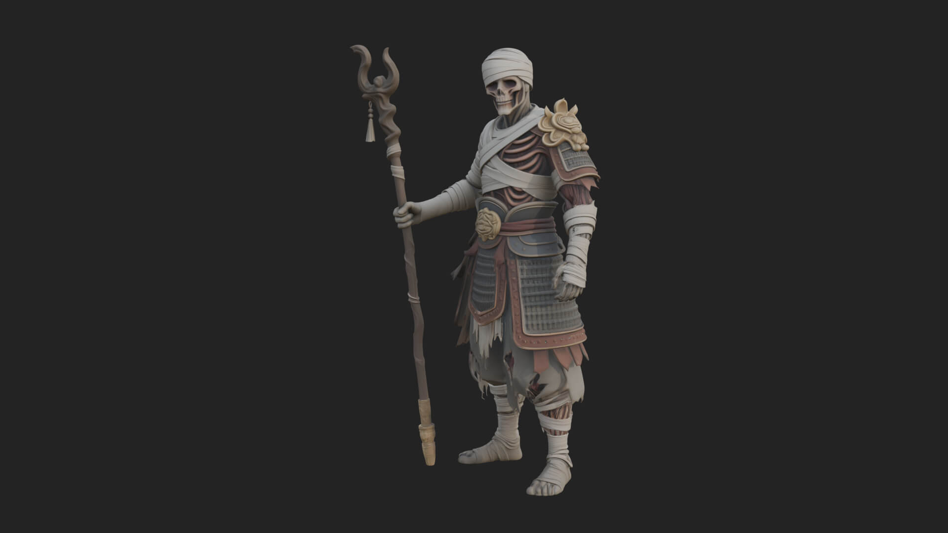 Mummy Warrior Statue Design 4 3D Print Model 3D Model