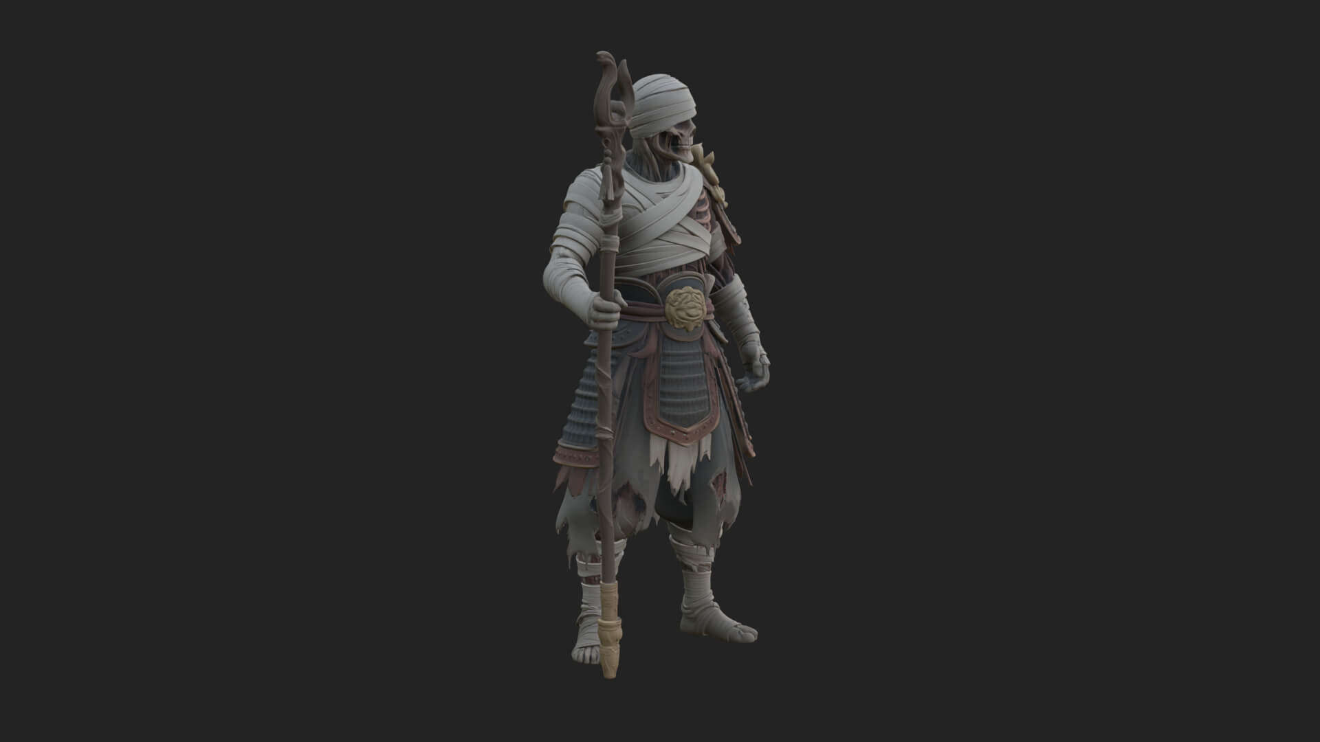 Mummy Warrior Statue Design 4 3D Print Model 3D Model