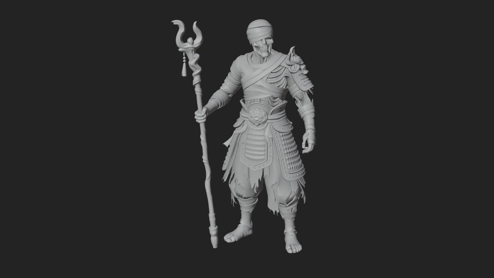 Mummy Warrior Statue Design 4 3D Print Model 3D Model