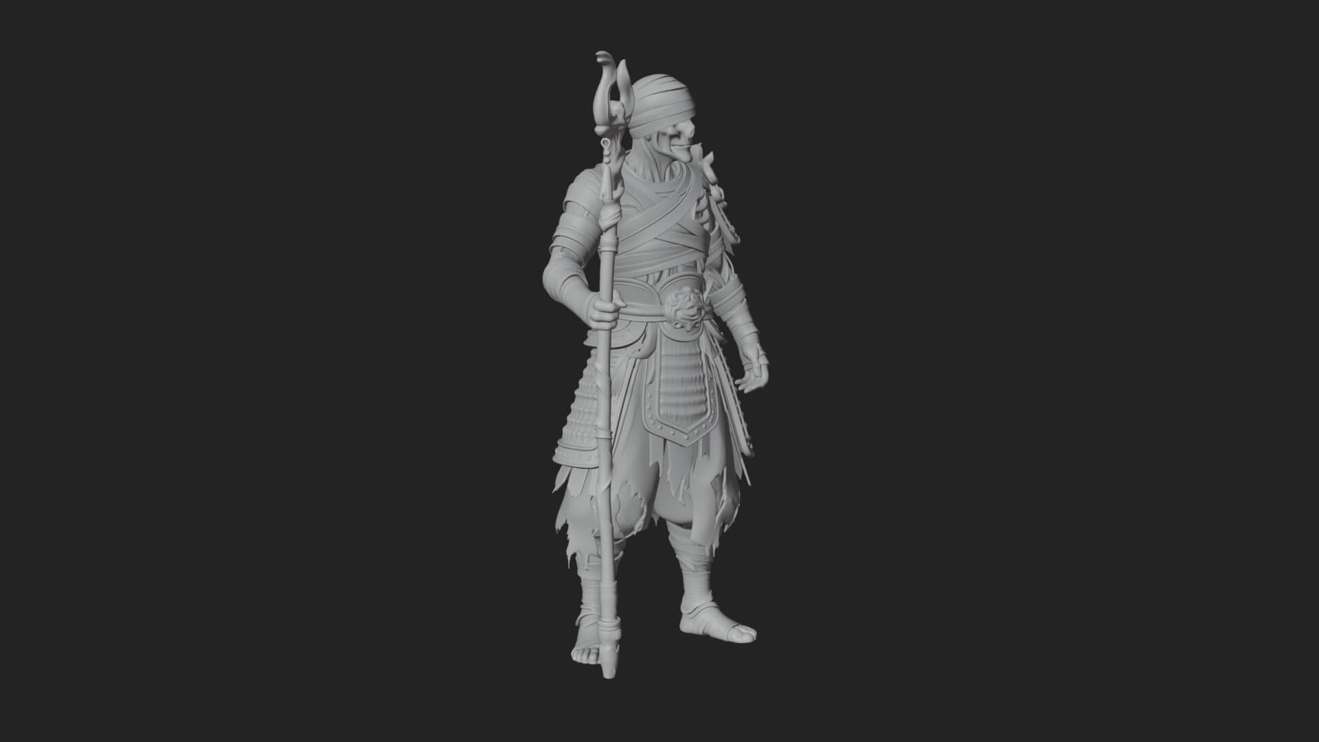 Mummy Warrior Statue Design 4 3D Print Model 3D Model