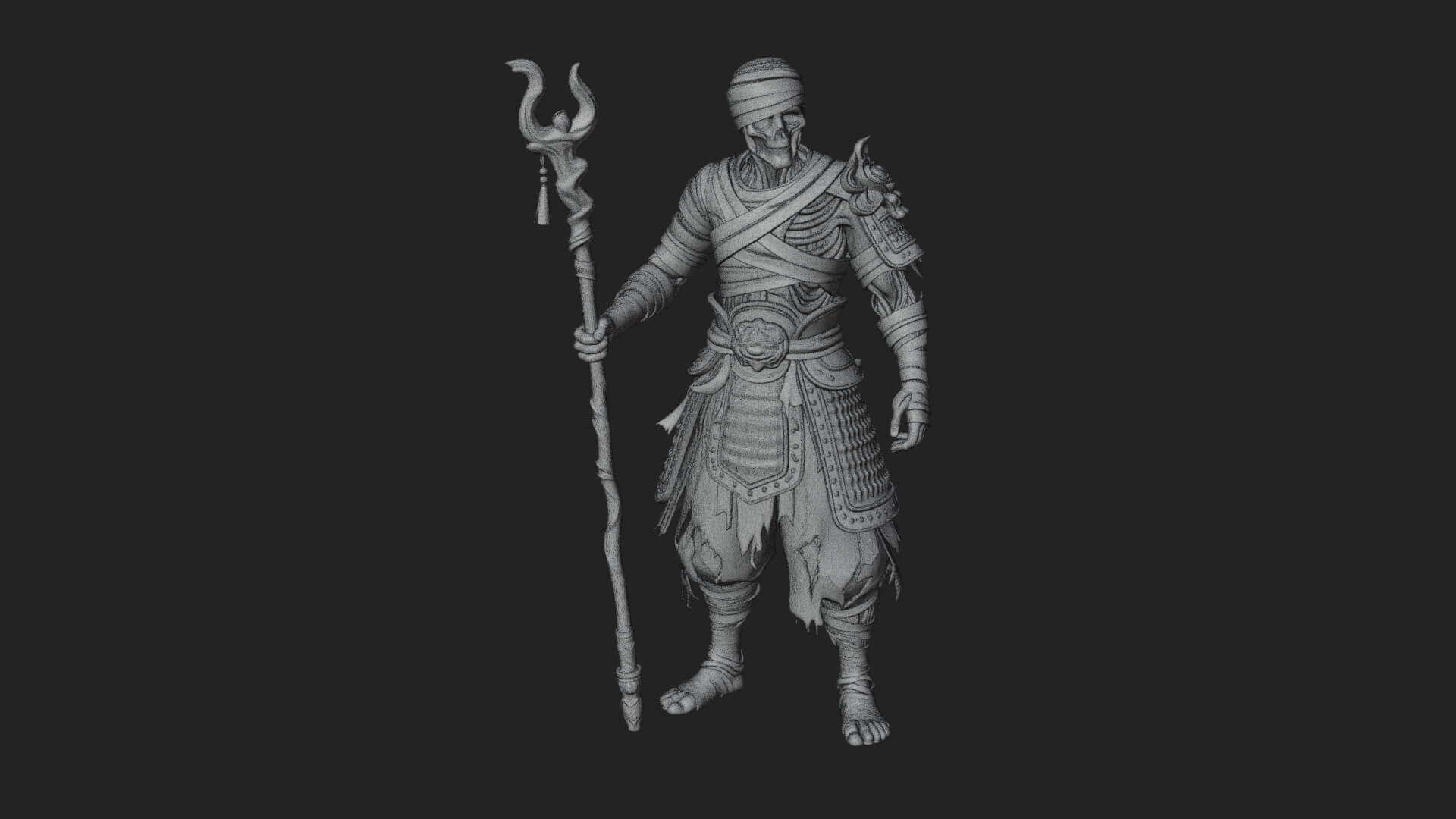 Mummy Warrior Statue Design 4 3D Print Model 3D Model
