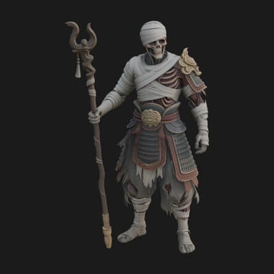 Mummy Warrior Statue Design 4 3D Print Model