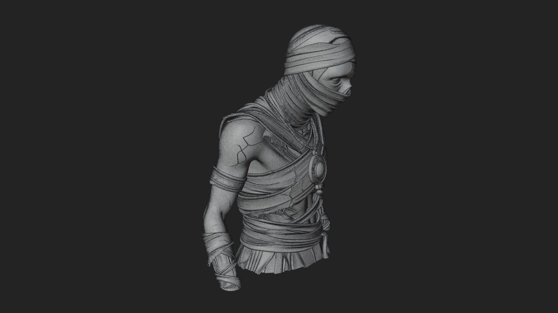 Mummy Warrior Statue Design 5 3D Print Model 3D Model