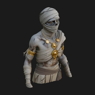 Mummy Warrior Statue Design 6 3D Print Model