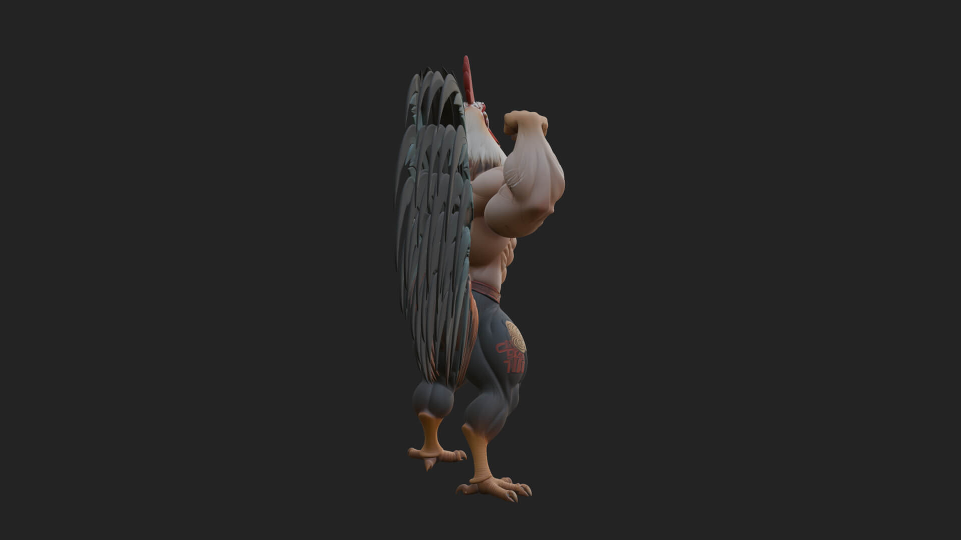 Muscular Rooster Statue Design 1 3D Print Model 3D Model