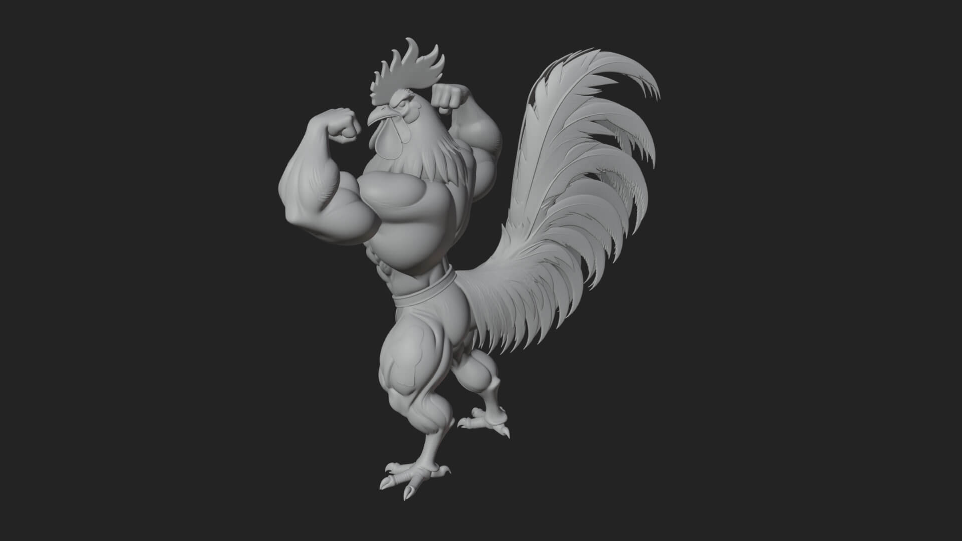 Muscular Rooster Statue Design 1 3D Print Model 3D Model