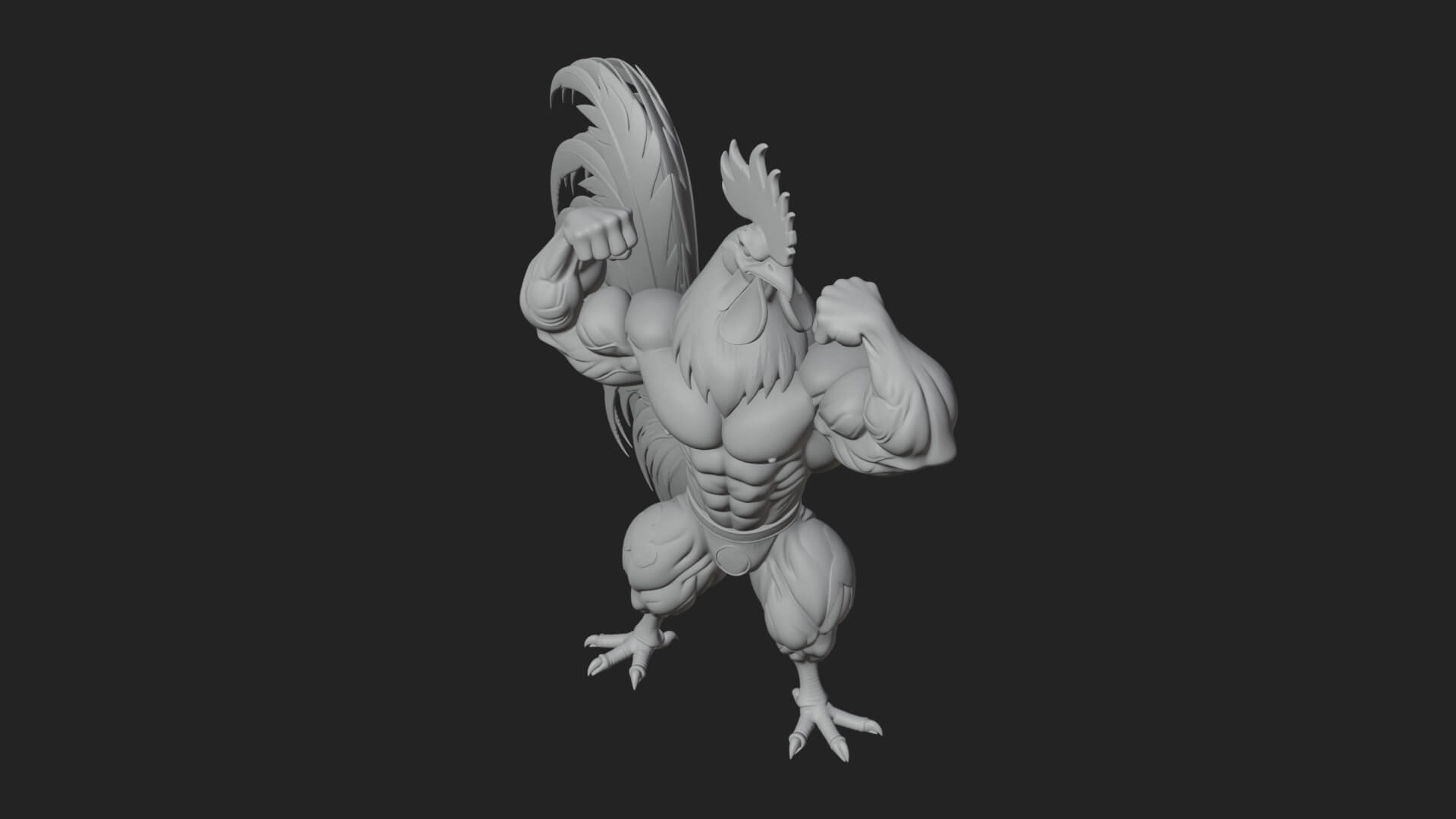 Muscular Rooster Statue Design 1 3D Print Model 3D Model