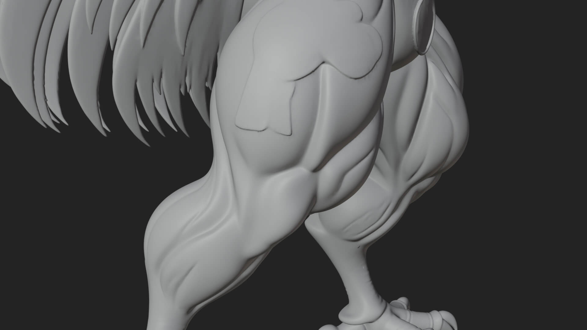 Muscular Rooster Statue Design 1 3D Print Model 3D Model