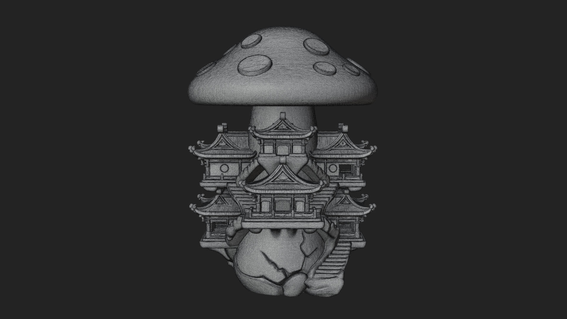 Mushroom Cap Pagoda Tower Design 2 3D Print Model 3D Model