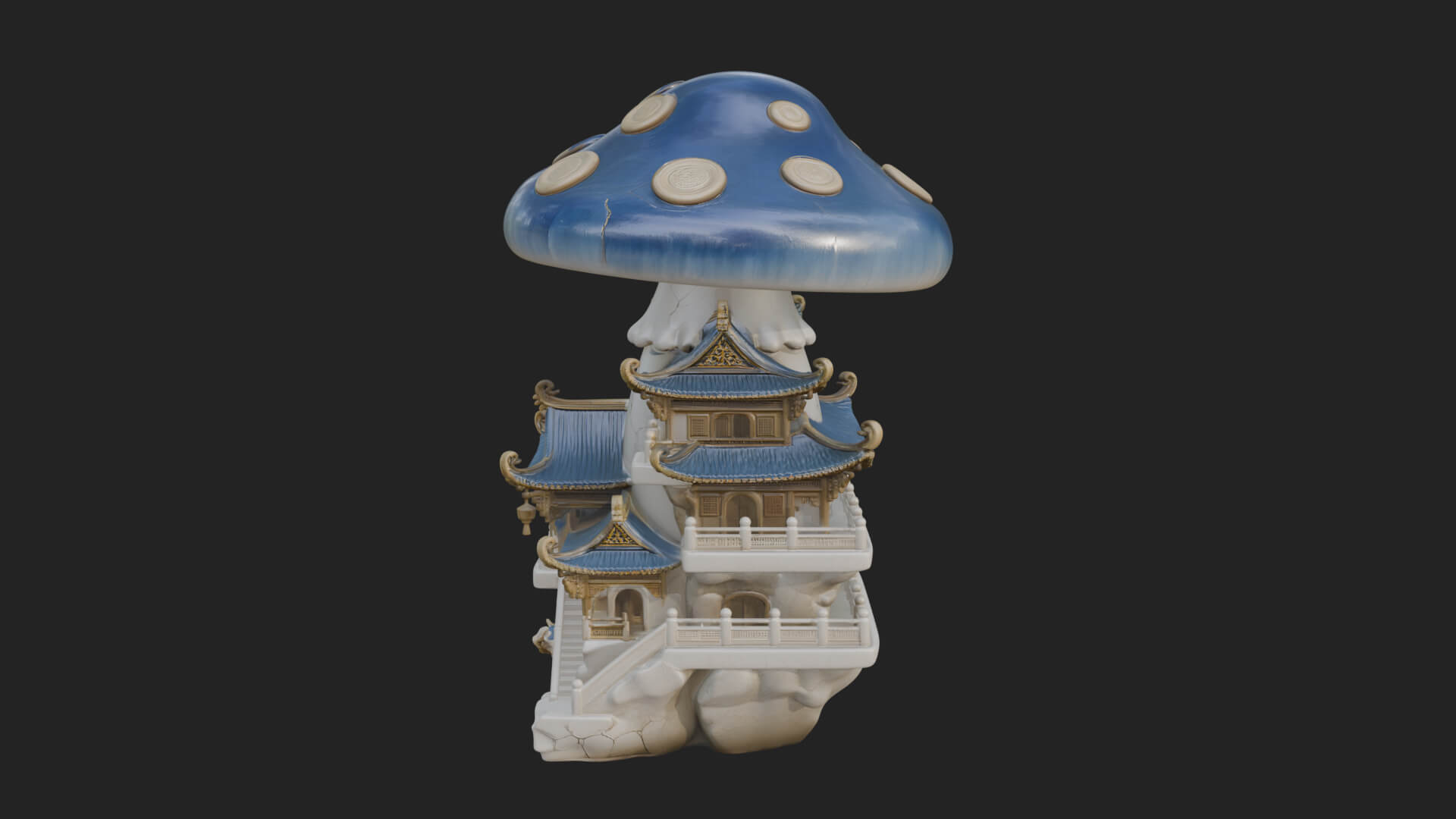 Mushroom Cap Pagoda Tower Design 3 3D Print Model 3D Model