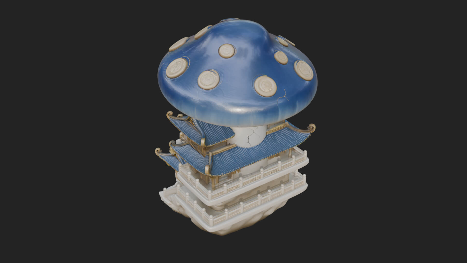 Mushroom Cap Pagoda Tower Design 3 3D Print Model 3D Model