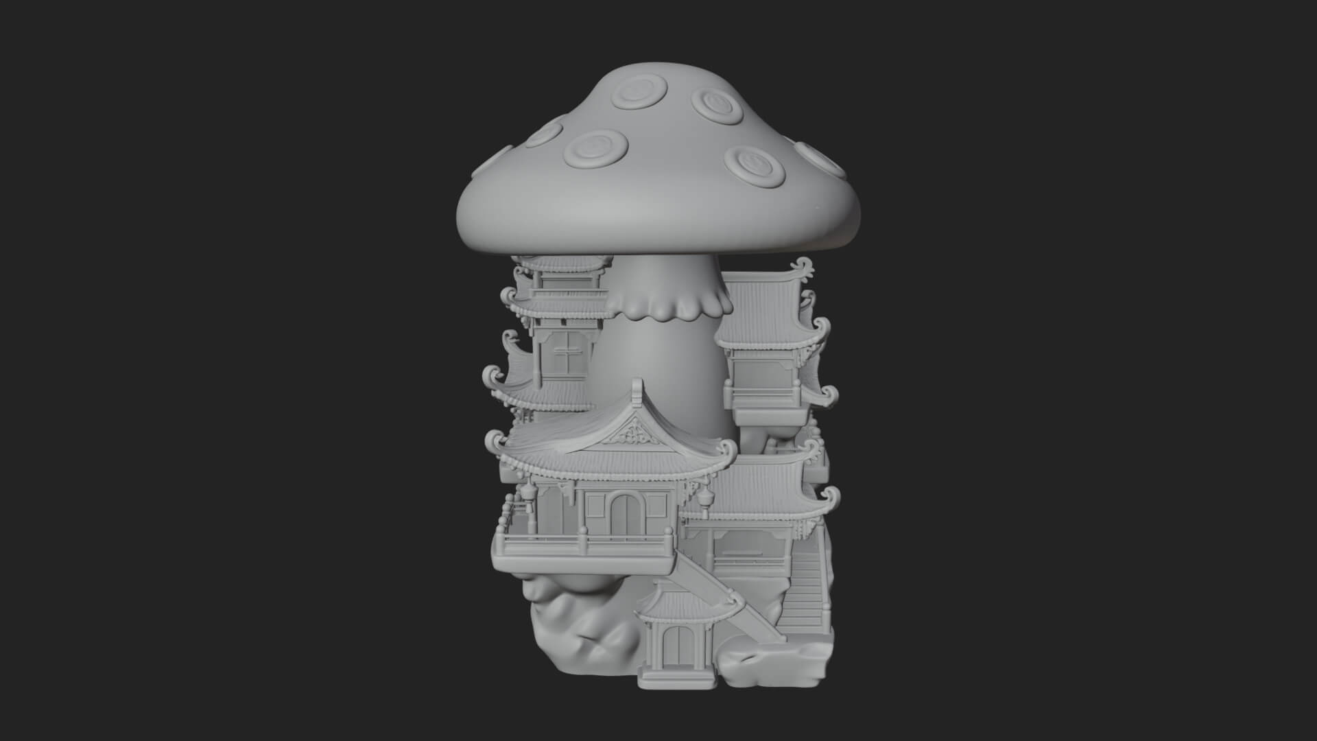 Mushroom Cap Pagoda Tower Design 3 3D Print Model 3D Model