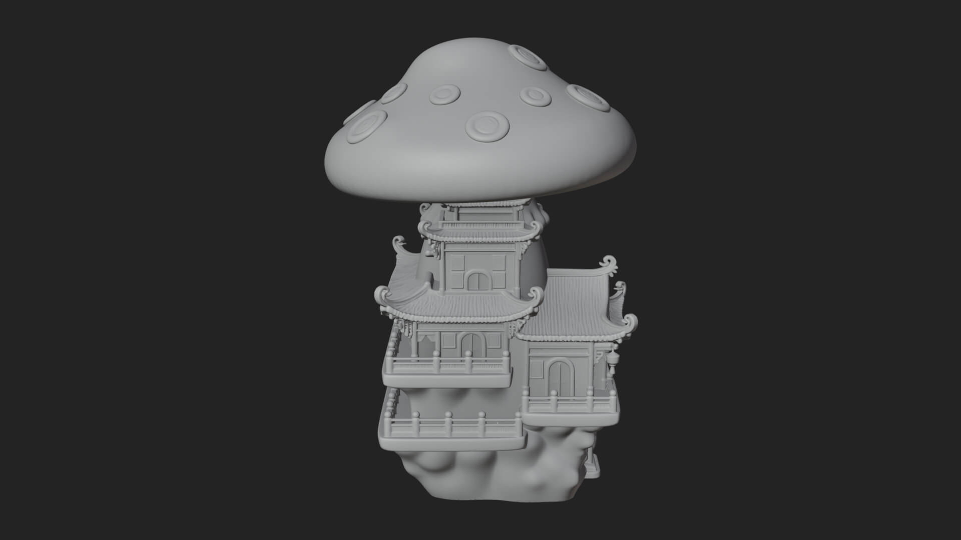 Mushroom Cap Pagoda Tower Design 3 3D Print Model 3D Model