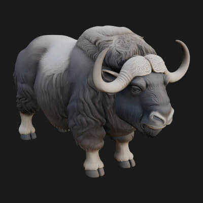 Musk Ox Statue Design 1 3D Print Model
