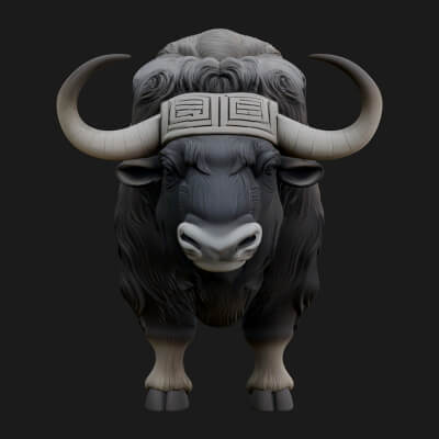 Musk Ox Statue Design 2 3D Print Model