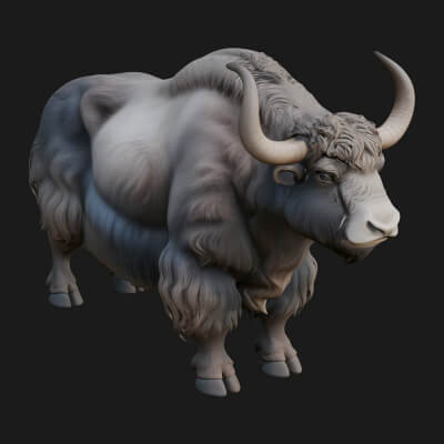 Musk Ox Statue Design 3 3D Print Model