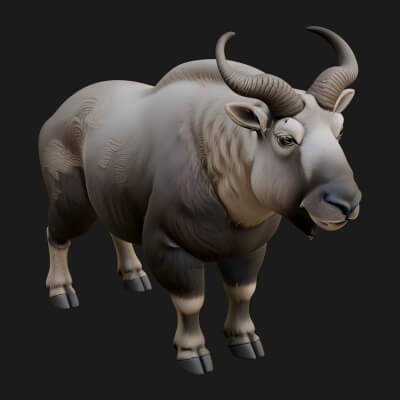 Musk Ox Statue Design 4 3D Print Model