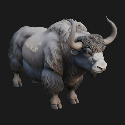 Musk Ox Statue Design 5 3D Print Model