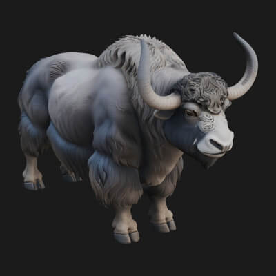 Musk Ox Statue Design 6 3D Print Model