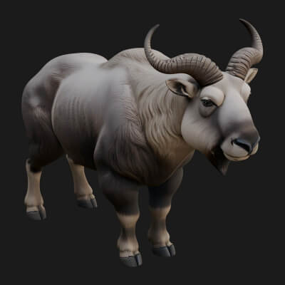 Musk Ox Statue Design 8 3D Print Model