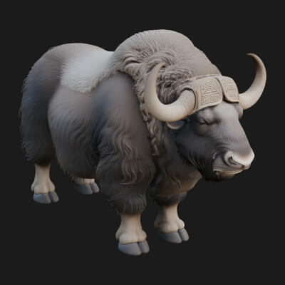 Musk Ox Statue Design 9 3D Print Model