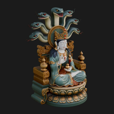 Naga Canopy Deity Statue Design 1 3D Print Model