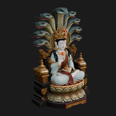Naga Canopy Deity Statue Design 2 3D Print Model
