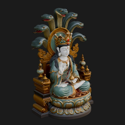 Naga Canopy Deity Statue Design 3 3D Print Model