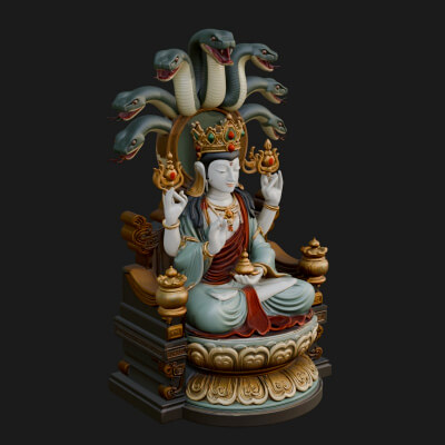 Naga Canopy Deity Statue Design 4 3D Print Model