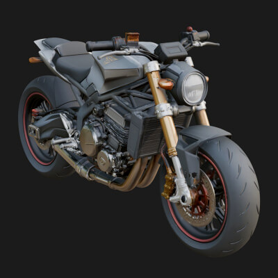 Naked Street Motorcycle Model Design 1 3D Print Model