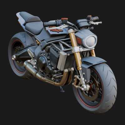 Naked Street Motorcycle Model Design 2 3D Print Model