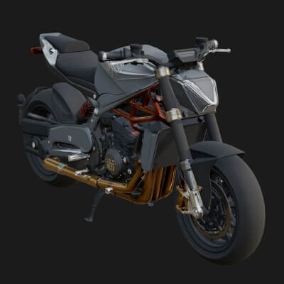 Naked Street Motorcycle Model Design 3 3D Print Model