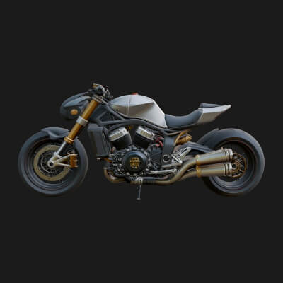 Naked Street Motorcycle Model Design 4 3D Print Model