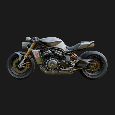 Naked Street Motorcycle Model Design 5 3D Print Model