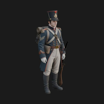 Napoleonic Officer Statue Design 10 3D Print Model