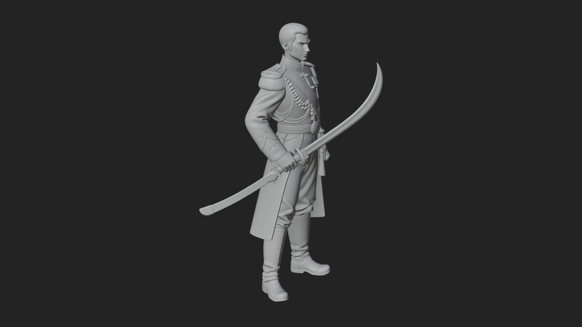 Napoleonic Officer Statue Design 11 3D Print Model 3D Model