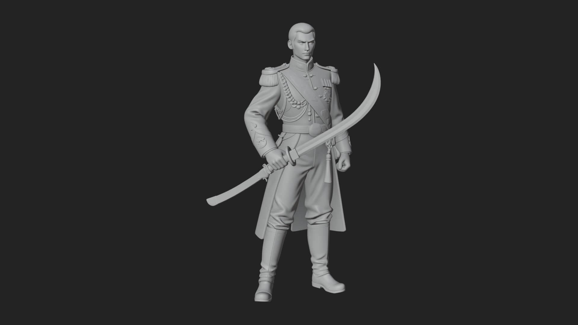 Napoleonic Officer Statue Design 11 3D Print Model 3D Model