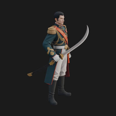 Napoleonic Officer Statue Design 11 3D Print Model