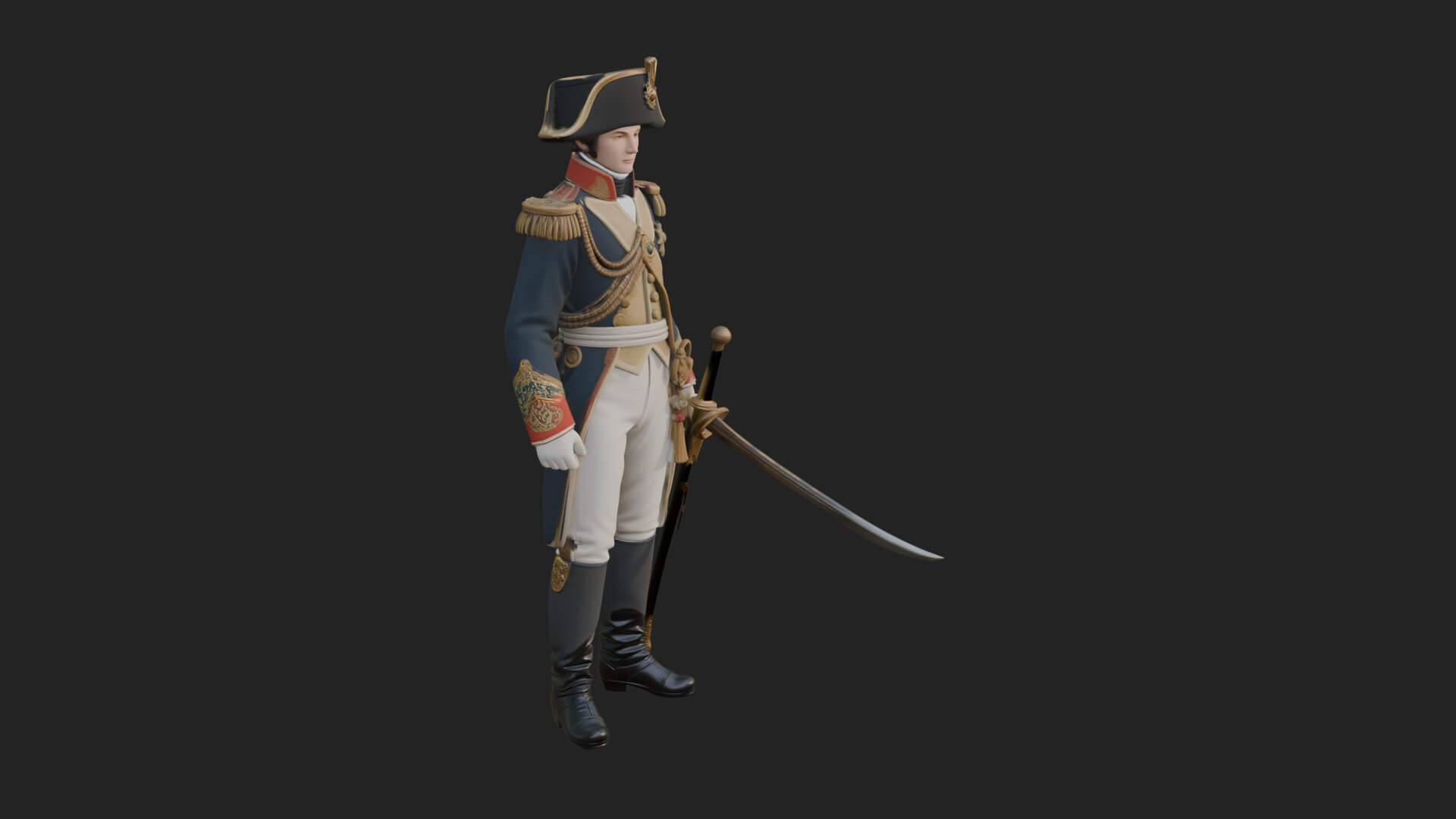 Napoleonic Officer Statue Design 12 3D Print Model 3D Model